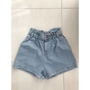 Zara Paperbag Waist High Rise Denim Shorts